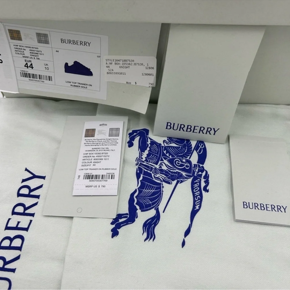 Men’s Burberry box leather sneakers, size 44 made in Italy - Picture 7 of 9